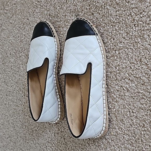 Talbots black and white quilted leather espadrilles size 8 euc - Picture 5 of 5